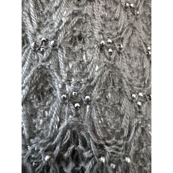 Bird by Juicy Couture Grey Cashmere Pointelle Knit Cardigan Size Medium - Picture 5 of 6
